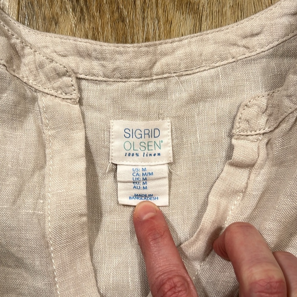 Sigrid Olsen 100% Linen Tunic Button Down Shirt W… - image 3